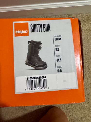 2024 Men's Size M 11.0 Thirty Two Shifty Boa Snowboard Boots Soft Flex All Mountain (Used)