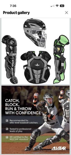 Black/Gray All Star System 7 Axis Catcher's Set (Used) Ages 12-16
