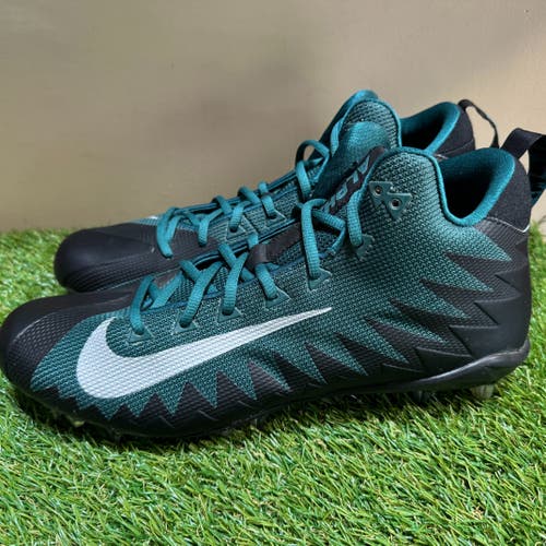 Men's 13 Nike Alpha Menace Pro Mid PE Football Cleats Black Green AJ6604-008 NFL