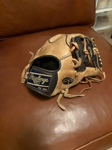 Rawlings Heart of the Hide Wing Tip R2G Tan Gold Navy Baseball Glove 11.5" (Used)
