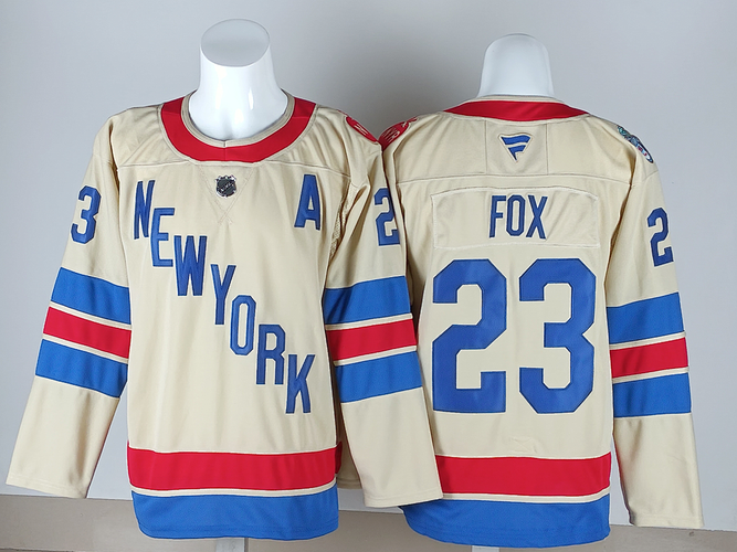Men's New York Rangers Adam Fox #23 Stitched Cream Jersey Hockey Jersey Size 50