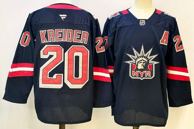 Men's New York Rangers Kreider 20 Stitched Navy Blue Jersey Hockey Jersey Size 50