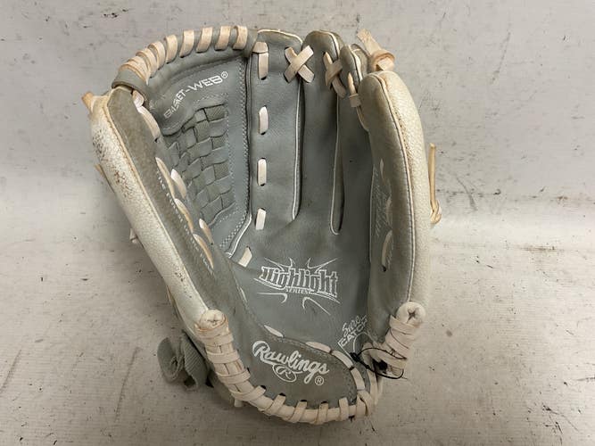 Used Rawlings Highlight Series HFP120GW Fastpitch Glove RH Throw White And Grey 12" 11855-S000208390