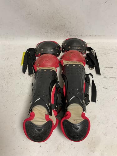 Used Louisville Slugger PG SERIES 5 YTH Catchers Leg Guards Black And Red Youth 11855-S000208292