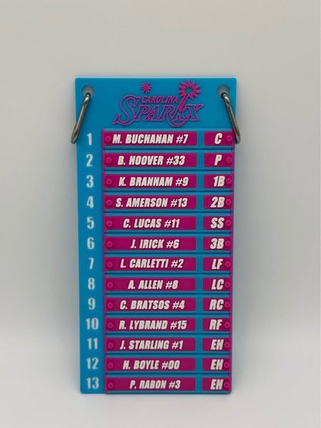 Custom Softball Lineup Board | Personalized Team Roster Dugout Board