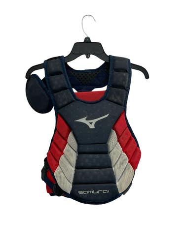 Used Mizuno SAMURAI 14 INCH Catchers Chest Protector White/Royal/Red Youth 11692-S000155410