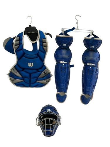 Used Wilson INT Catchers Helmet w/Mask Royal Blue One Size 11692-S000155413
