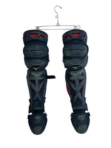 Used Mizuno SAMURAI 14.5 INCH Catchers Leg Guards Navy Blue Youth 11692-S000155411