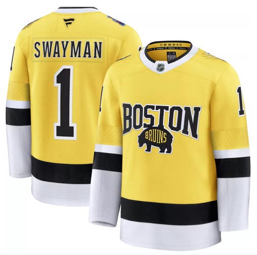 Boston Bruins Jeremy Swayman Fanatics Gold 2026 Stadium Series Premium Jersey 54