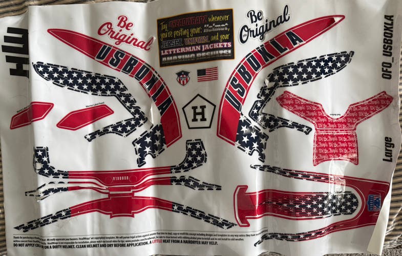 USBOXLA Team USA All Star Helmet Decals for Warrior Fatboy Alpha