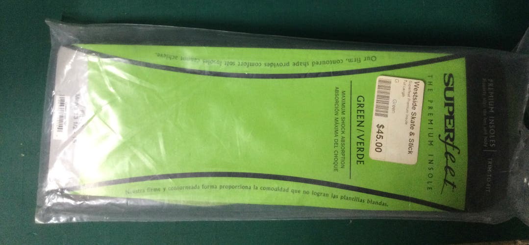 Superfeet Premium Insoles Size G Men's 13 1/2 -15 Green (New)