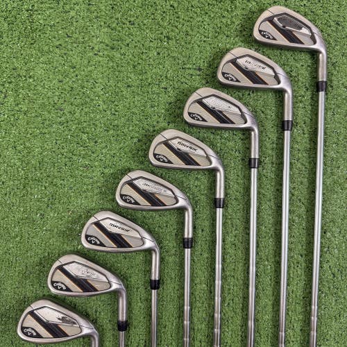 READ Callaway Mavrik Iron Set 4-PW AW Mixed Steel Shafts +1 Long