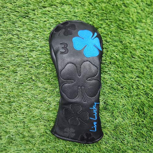 CMC DESIGNS BLACK CLOVER BLUE FAIRWAY HEADCOVER VERYGOOD