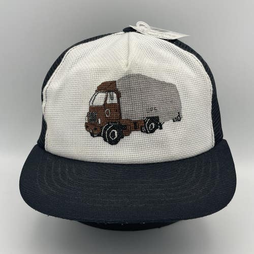 Vintage UPS Stitched Semi Truck Hat Cap Snapback Mesh Trucker Logo 90s USA - NWT