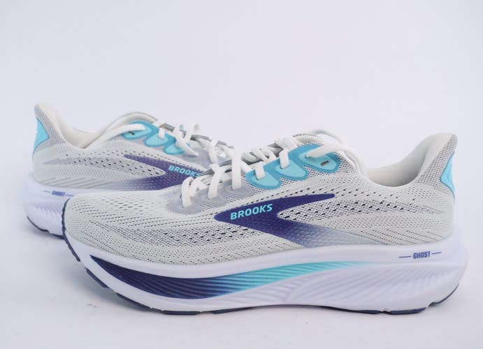 Brooks Ghost 17 White Beacon Blue Ipanema Running Mens Size 8 Excellent #51