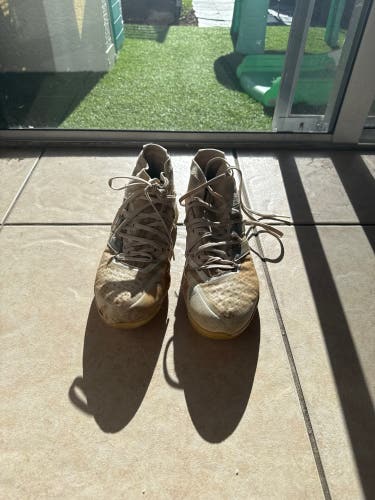White Men's Size M 11.0 (W 12.0) Adult Adidas Adizero Afterburner High Top Turf Cleats (Used)