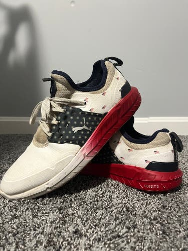 Size M 9.0  PUMA IGNITE PWRADAPT LIMITED EDITION Caged USA Stars & Stripes Golf Shoes