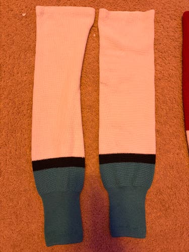 White,black and teal Senior Athletic Knit HS2100 Socks (New)