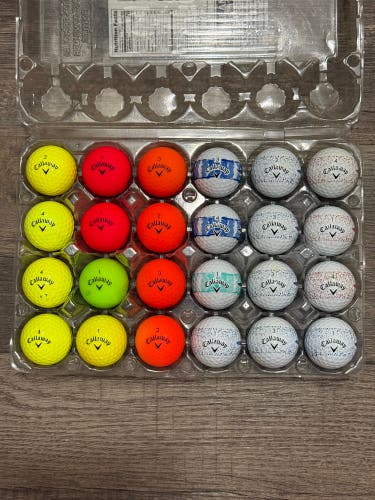 24 Callaway Supersoft Golf Balls - Colored and Splatter 360 Design (5A/4A)