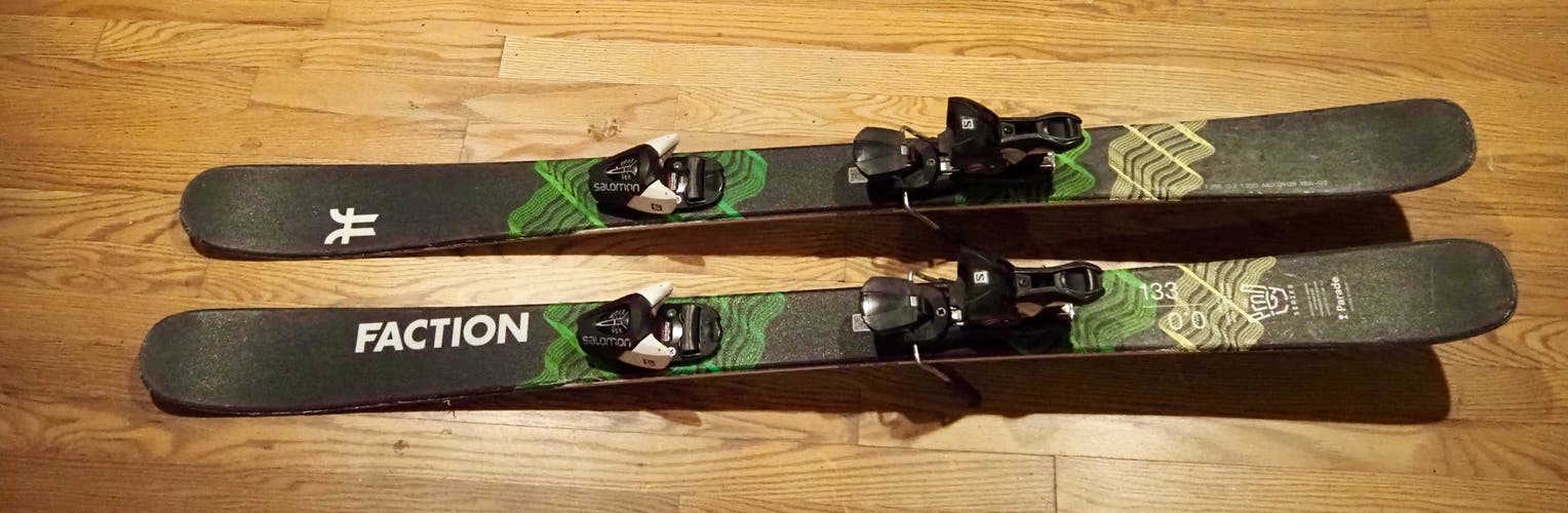 Faction 133 cm Park Polyfly Skis With Bindings (Used), Din 7.5, Junior, short adult