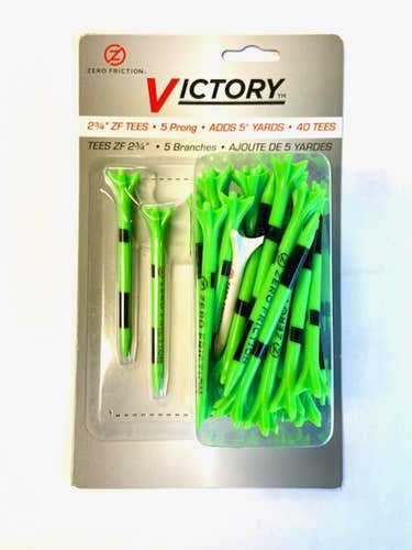 Zero Friction Victory 5-Prong Composite Tees (2.75" Green, 40 Total) NEW