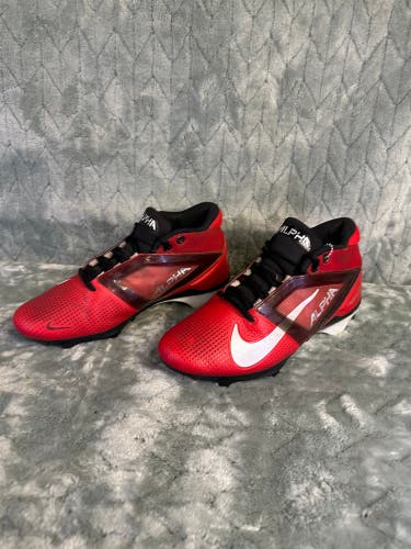 Red Men's Size M 7.5 (W 8.5) Adult Nike ALPHA Mid Top Cleats Molded Cleats (Used)