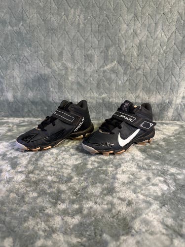 Black Kid's 13K (Little Kids) Youth Nike Trout High Top Footwear Molded Cleats (Used)