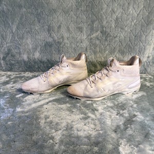 White Men's Size M 10.5 (W 11.5) Adult Nike ALPHA Mid Top Cleats Molded Cleats (Used)
