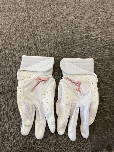 Used Mizuno BATTING GLOVES BB/SB Batting Gloves White MD 11614-S000242285