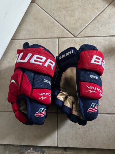 Team USA Nathan Gerbe Bauer Gloves 13" Pro Stock (Used)
