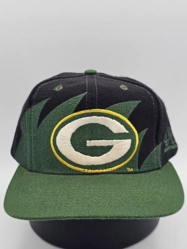 Vintage Green Bay Packers NFL Logo Athletic Blackdome Sharktooth Hat Snapback