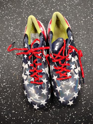 Used Under Armour SPOTLIGHT Adult FB Cleats White/Red/Navy Senior 10 11849-S000043060