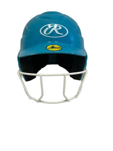 Used Rawlings RCFH Batting Helmet w/Mask Turquoise One Size 11692-S000155959