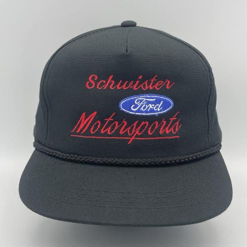 Vintage Ford Motorsports Snapback Hat Black Cap