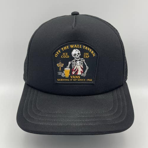 Vans Men's Black Hat Off The Wall Tavern Serving It Up Ice Cold On Tap EUC