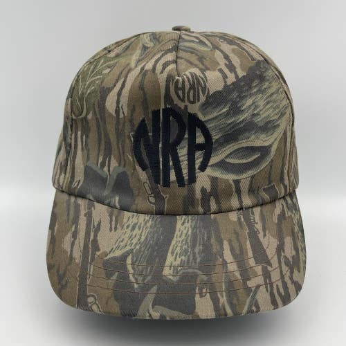 Vintage Mossy Oak NRA Camo Hat Cap Snapback Embroidered Logo Hunting USA 80s 90s