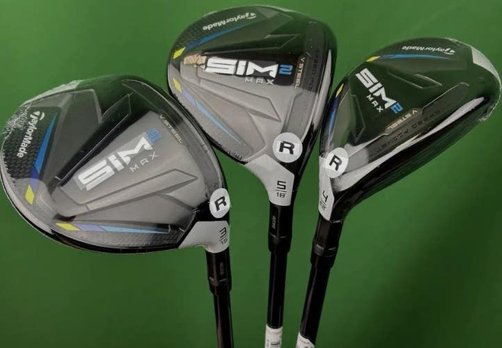 TaylorMade SIM2 MAX Fairway Wood / Hybrid Set 3W 15*, 5W 18*, 4H 22* Regular NEW