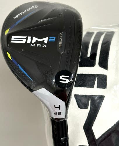 TaylorMade SIM2 Max Rescue 4-Hybrid 4H 22* Stiff Flex Ventus Blue w/ Cover NEW