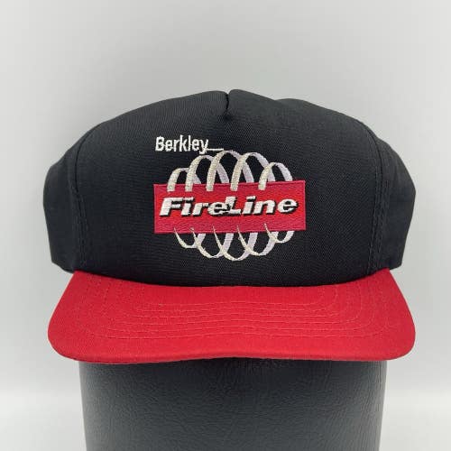 Vintage Berkley Fireline Snapback Fishing Hat Black Red Made In USA - NWOT