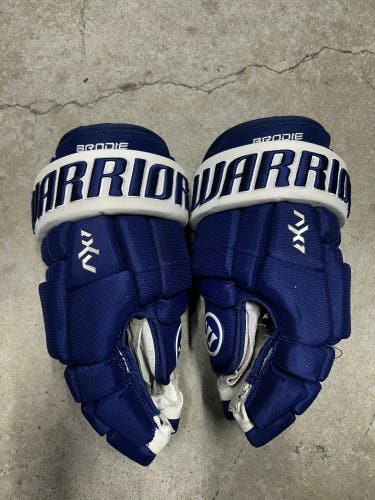 13.5” Warrior ALPHA X1 Pro Hockey Gloves Toronto Maples Leafs (Used) Pro Stock