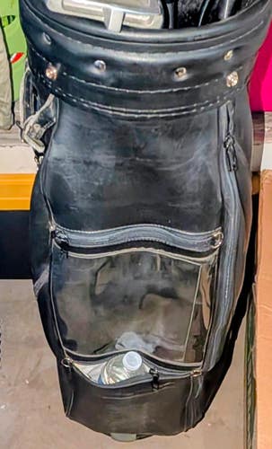Vintage Salesman Sample Ron Miller Pro Model Black Leather Golf Cart Bag - Made in USA