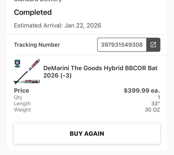 2026 DeMarini The Goods Hybrid BBCOR Certified Bat (-3) 30 oz 33" (Used)