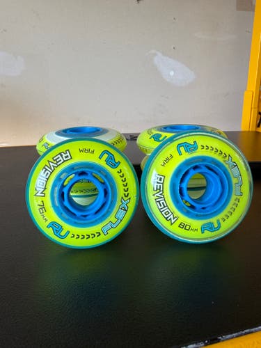 (8 Pack) Revision Flex FIRM Wheels Inline Roller Hockey Wheels 80MM 76MM