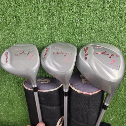 Wilson Hope Driver, 3W, & 5W 3 Wood Set Ladies Flex Graphite RH Golf Clubs
