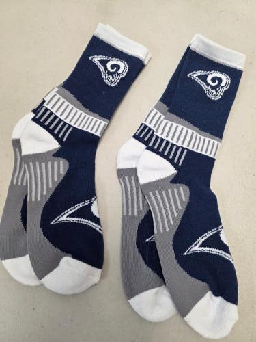 ST3 Mens NFL LOS ANGELES RAMS Lot of 2 Crew Socks LARGE 8-13 NEW