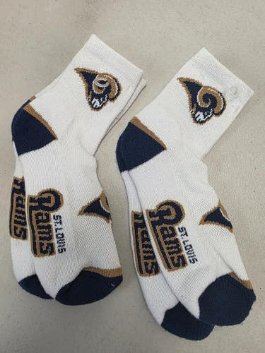 ST4 Mens NFL LOS ANGELES RAMS Lot of 2 Crew Socks LARGE 8-13 NEW
