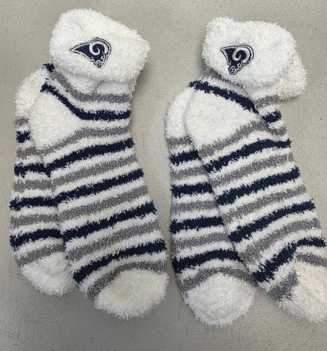 ST8 Mens NFL LOS ANGELES RAMS Lot of 2 Crew Socks LARGE 8-13 NEW