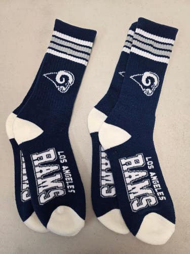 ST11 Mens NFL LOS ANGELES RAMS Lot of 2 Crew Socks LARGE 8-13 NEW