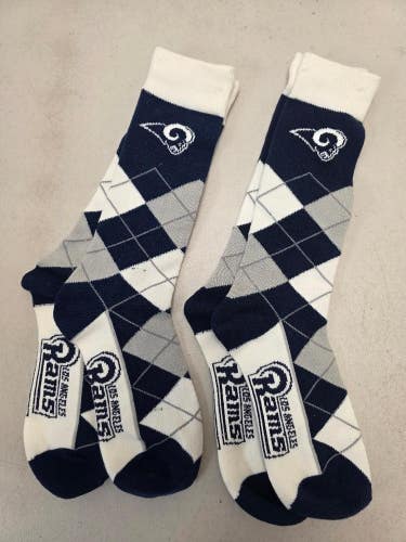 ST15 Mens NFL LOS ANGELES RAMS Lot of 2 Crew Socks MEDIUM 5-10 NEW