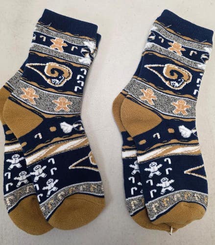ST17 Mens NFL LOS ANGELES RAMS Lot of 2 Crew Socks MEDIUM 5-10 NEW